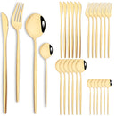 Ljojo 24-Piece Stainless Steel Cutlery Set with Forks, Knives, and Spoons