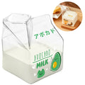Ljojo 380ml Kawaii Milk Carton Glass Cup Strawberry Peach Theme