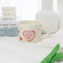 Ljojo 10oz Heart Pattern Ceramic Coffee Mug with Handle, Unique Design, Lovely Gift