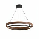 Ljojo Retro Wood Grain Pendant Light Circular Lustre Nordic Designer Kitchen Dining Decor