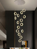 Ljojo Luxury Crystal LED Chandelier - Modern Gold Round Hanging Ceiling Light