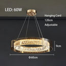 Ljojo European Round Smoke Grey Crystal Ceiling Light Remote Dimmable Pendant for Dining Living Bedroom