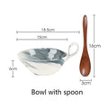 Ljojo Marble Pattern Ceramic Bowl with Handle, Set of 4