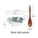 Ljojo Marble Pattern Ceramic Bowl with Handle, Set of 4