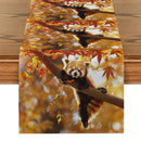 Autumn Red Panda Maple Leaf Table Runner by Ljojo: Festive Dining Decor