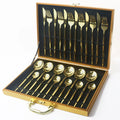 Ljojo 24-Piece Gold Stainless Steel Dinnerware Set - Gift Box, Dishwasher Safe