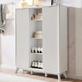 Ljojo™ Fluted Shoe Cabinet with 2 Flip Drawers, 48" Tall Narrow Organizer
