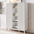 Ljojo™ Fluted Shoe Cabinet with 2 Flip Drawers, 48" Tall Narrow Organizer