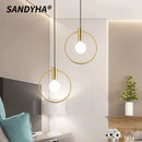 Ljojo Modern Minimalist Golden Round Ring Chandelier Pendant Light for Bedroom Dining Room