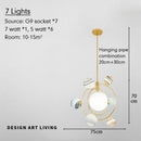 Ljojo LED Glass Ball Chandelier, Earth Design Pendant Lamp for Living Room and Children's Bedroom