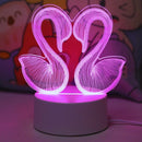 Ljojo 3D Swan Night Light Pink USB Desk Lamp Home Decoration Atmosphere Light