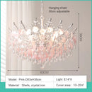 French Medieval Pink Shell Crystal Led Chandeliers Romantic Living Room Decor Pendant Lights