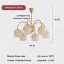 Chandelier Cream Resin Flower Bud LED Lamp - American Retro Rustic Copper - Ljojo