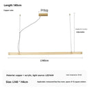 Italian Light Luxury Minimalist Restaurant Chandelier 2025 New All Copper LED Strip Island Table Long Chandelier.