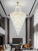 Large Long Crystal Chandelier Golden Stainless Steel Light for Hotel Lobby Staircase by Ljojo