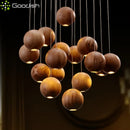 Ljojo Medieval Bauhaus Wooden Bubbles LED Pendant Lights Chandelier for Home Decoration