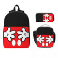 Ljojo Mickey Mouse Kids Backpack Lunch Box Pencil Boxes Set for Preschool School Bag