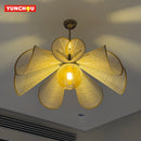 French Fabric Flower Pendant Light Creamy LED Chandelier for Hotel Bedroom Living Room by Ljojo