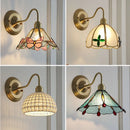 Brass Wall Lamp Retro Living Room Decor Glass Shade Study Lighting by Ljojo