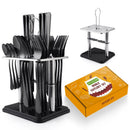 Ljojo 24-Piece Stainless Steel Hammer Pattern Cutlery Set