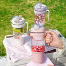 Ljojo 1000ML Plastic Water Bottle with Straw and Handle, Outdoor Sports Camping Double Drink Cup