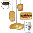 Bamboo Wicker Pendant Chandelier Hand Woven E27 Ceiling Light by Ljojo