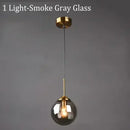 Ljojo Amber Smoke Gray Glass Pendant Lamp LED E27 Hanging Light Dining Room Kitchen Island