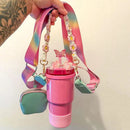 Ljojo 4Pcs Colorful Tumbler Cup Holder Set with Adjustable Strap & Handle