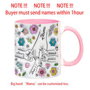 3D Effect Flowers Cup Holding Hands Personalized Name Mug for Children, Mother's Day Gift