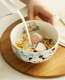 Ljojo 5-Inch Ceramic Panda Rice Bowl - Microwave Safe, High Aesthetic Value