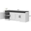 Ljojo™ Double-Layer Shoe Bench with Padded Seat, 4 Doors, Adjustable Shelves