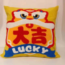 Ljojo 3D Lion Embroidery Velvet Tufted Cushion Pillow for Sofa, Home Decor