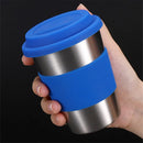 Ljojo 304 Stainless Steel Coffee Cup with Cover, Portable Travel Mug, 350ml