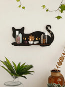 Ljojo™ Black Cat Star Crystal Shelf: Boho Wooden Wall Decor Ledge