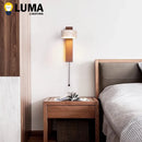 LED Wall Lamp Wooden Stone Lighting Fixture Wabi Sabi Style Bedroom Beside Light Ljojo