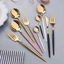 Ljojo 36pc Black Gold Stainless Steel Cutlery Set - Western Tableware Flatware