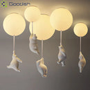 Polar Bear Glass Ball LED Pendant Lights for Living Room Home Decoration by Ljojo