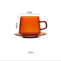 Ljojo 350ml Stackable Glass Coffee Tea Cup in Amber Blue Green Colors