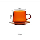 Ljojo 350ml Stackable Glass Coffee Tea Cup in Amber Blue Green Colors