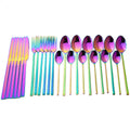 Ljojo 24-Piece Stainless Steel Black Cutlery Set Dinnerware Flatware Tableware