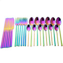 Ljojo 24-Piece Stainless Steel Black Cutlery Set Dinnerware Flatware Tableware