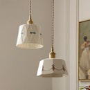 Ljojo Luxury Ceramic LED Pendant Lamp in Antique Brass Iron Finish