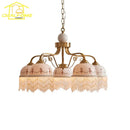 French Retro Medieval Cream Wind Chandelier Lighting LED E27 Iron Art Fringe Ceramics Pendant Lights for Living/Dining Room