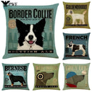 Ljojo Linen Pillowcase for Car Sofa Cushion Cover 45*45cm - Retro Dog Design