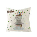 Ljojo Lovely Animals Linen Cushion Cover - Cute Bear Fox Deer Print