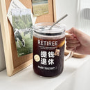Ljojo 1000ML Glass Measuring Cup with Lid and Straw Handle for Home Drinkware
