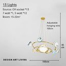 Ljojo LED Glass Ball Chandelier, Earth Design Pendant Lamp for Living Room and Children's Bedroom