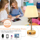 Ljojo LED Desk Lamp with USB C Charging Ports & Pull Chain - Small Bedside Table Lamp