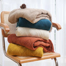 Ljojo Luxury Caramel Knitted Throw Blanket with Wave Tassels