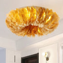 Ljojo Feather Ceiling Lamp with E27 Light Bulb for Bedroom Living Room Decor